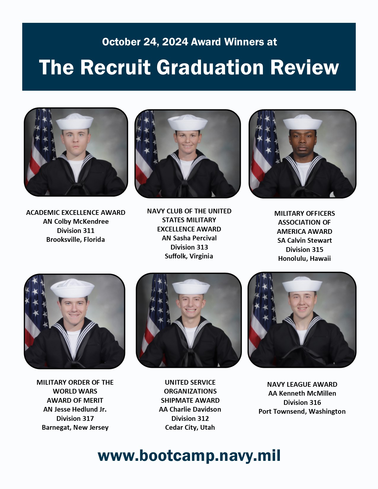 U.S. Navy Recruit Training Command Graduation Honor Grads